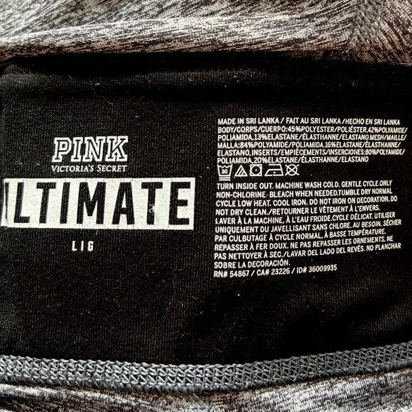 Victoria’s Secret PINK Women’s Gray Black Ultimate Mesh Athletic Leggings Size L - Picture 7 of 7